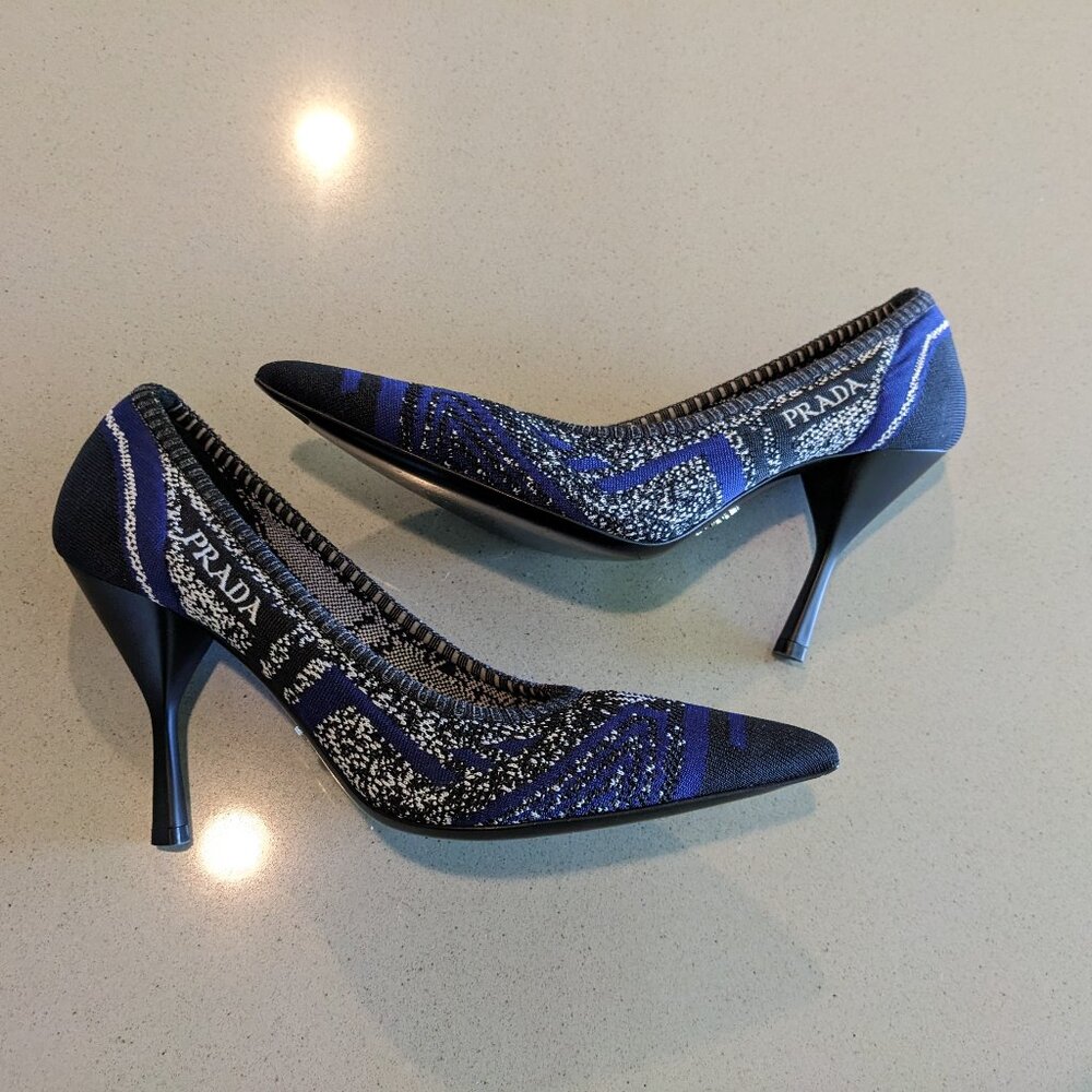 Prada Blue & Black Heels, Size 8.5/39